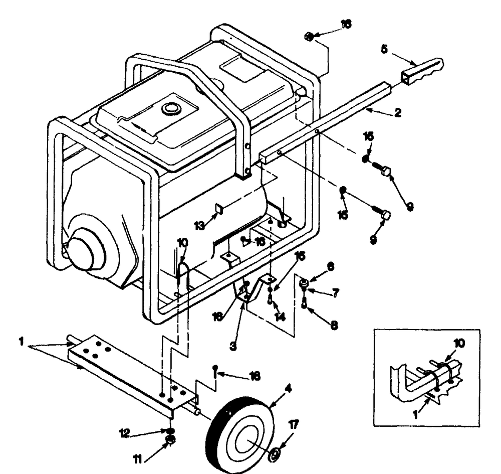 Wheel Kit Diagram and Parts List for 9437-0-4W110A  Briggs and Stratton Generator